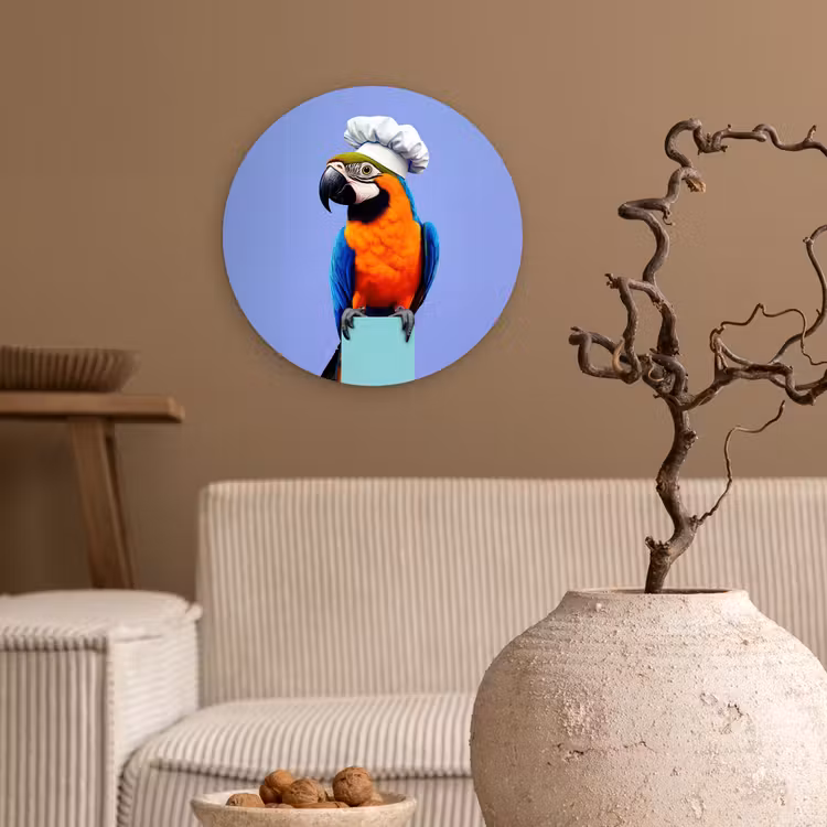 Wandcirkel - Glas - Papegaai - Koksmuts - Vogel - Leuk — 2