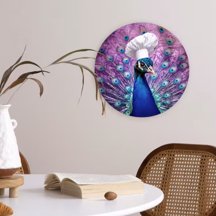Wandcirkel - Glas - Pauw - Koksmuts - Cool - Paars — 4