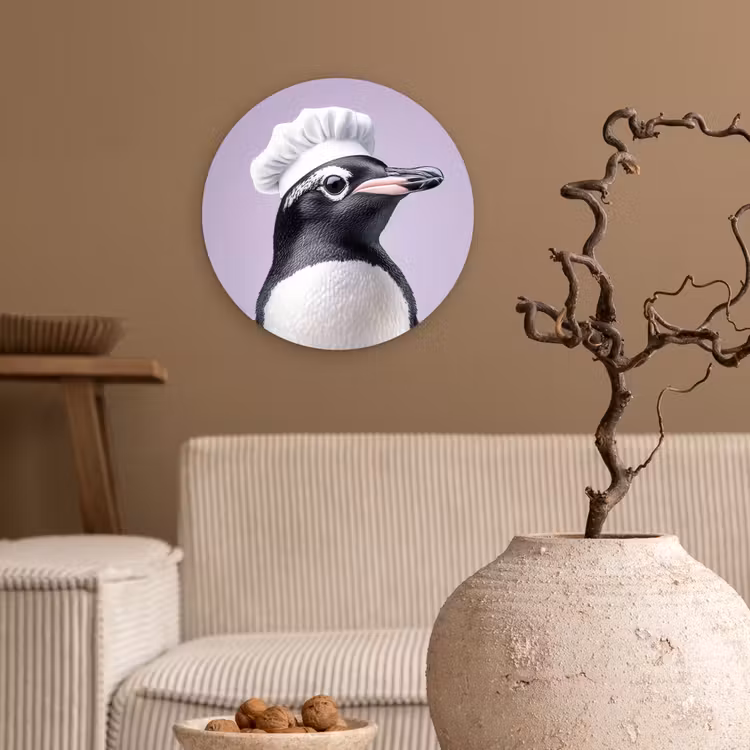 Wandcirkel - Glas - Pinguïn - Koksmuts - Lief - Paars — 2