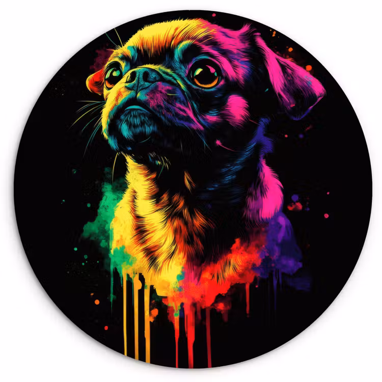 Wandcirkel - Glas - Puck - Hond - Verf - Kleuren — 1