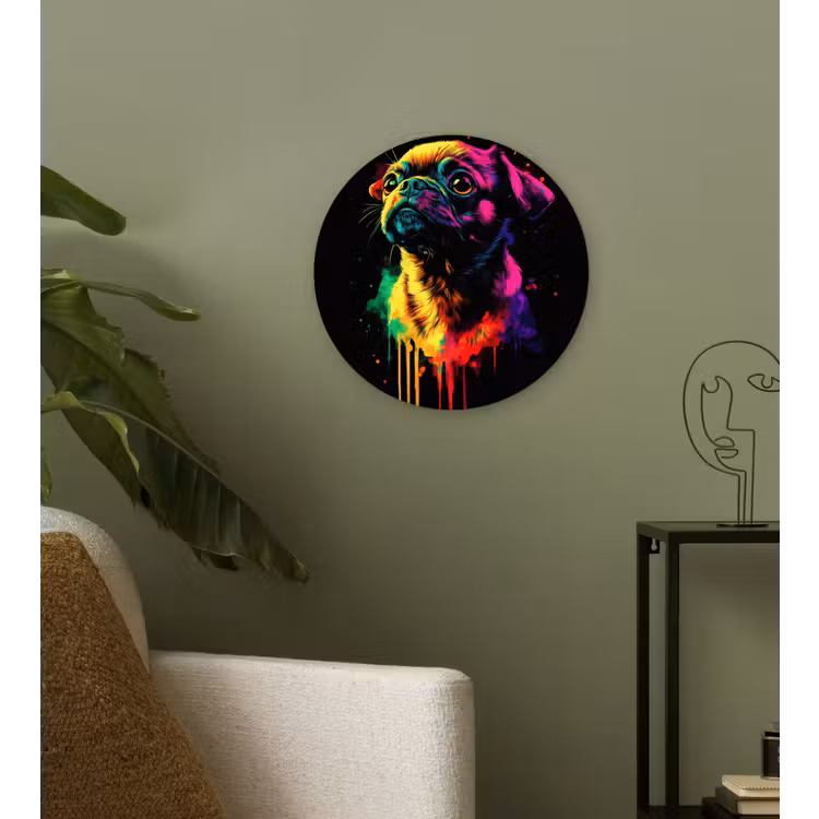 Wandcirkel - Glas - Puck - Hond - Verf - Kleuren — 3