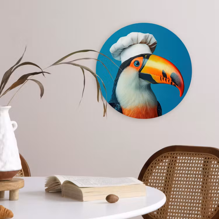 Wandcirkel - Glas - Toekan - Papegaai - Vogel - Koksmuts — 4