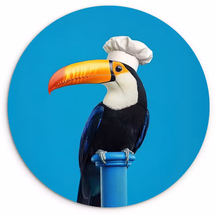 Wandcirkel - Glas - Tucan - Sokkel - Vogel - Koksmuts — 1
