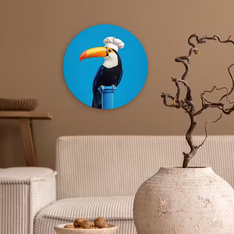 Wandcirkel - Glas - Tucan - Sokkel - Vogel - Koksmuts — 2