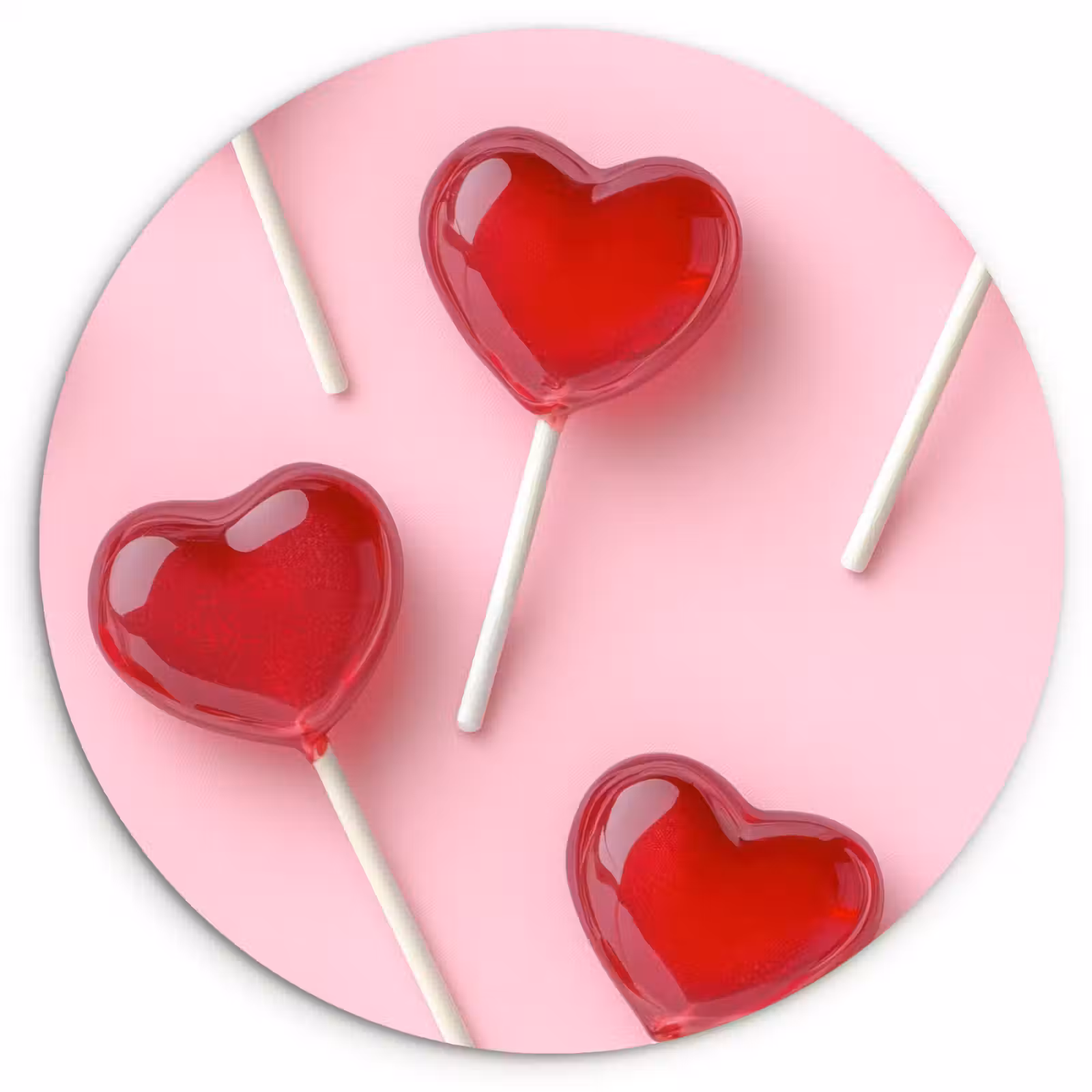 Wandcirkel - Glas - Lollies - Hartjes - Roze — 1