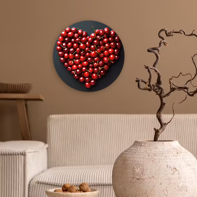 Wandcirkel - Glas - Kersen - Hart - Rood - Zwart — 2