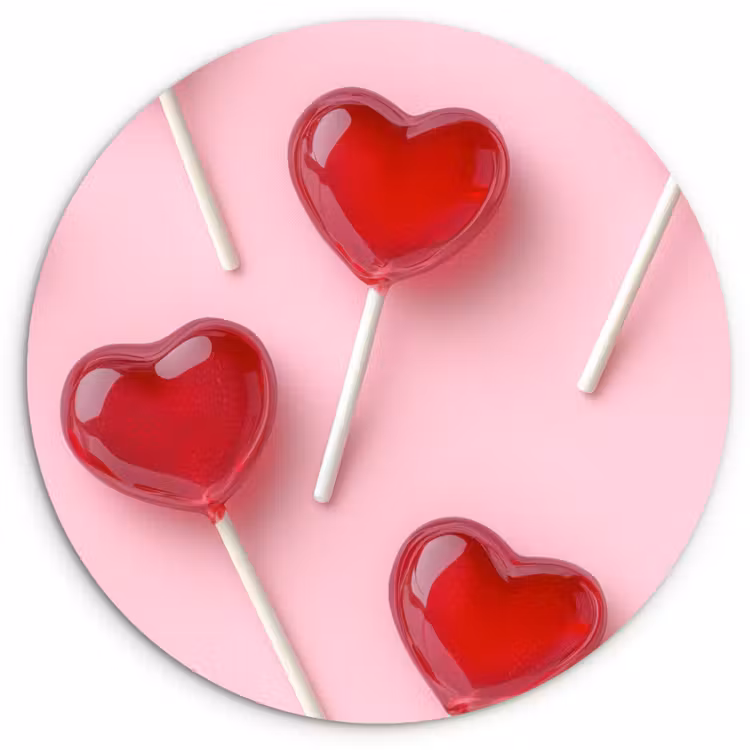 Wandcirkel - Glas - Lollies - Hartjes - Roze — 1
