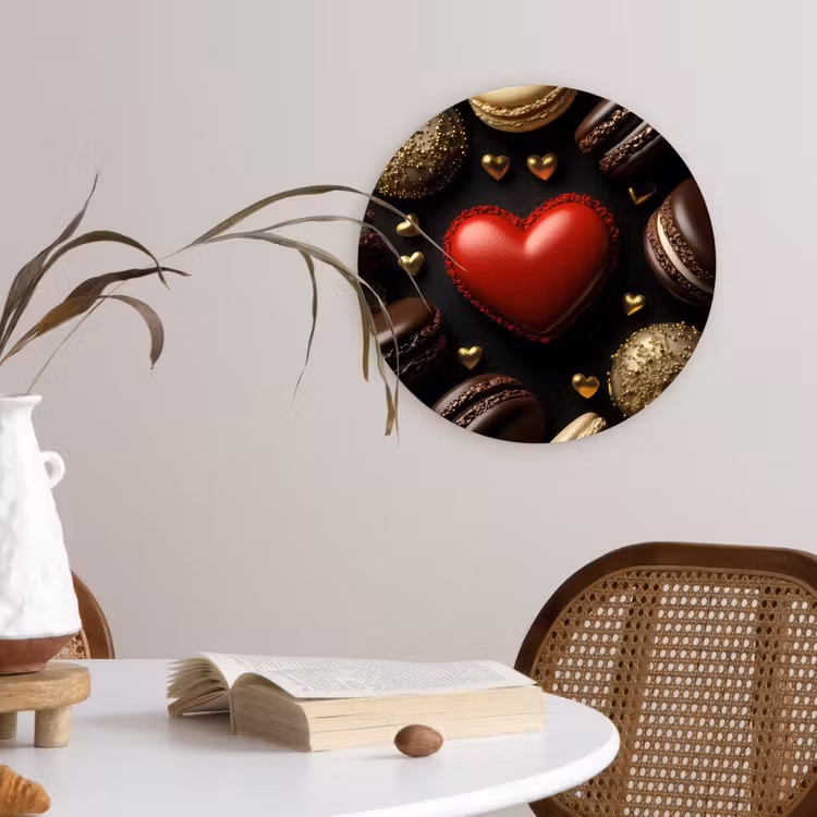 Wandcirkel - Glas - Macarons - Rood - Hart — 4