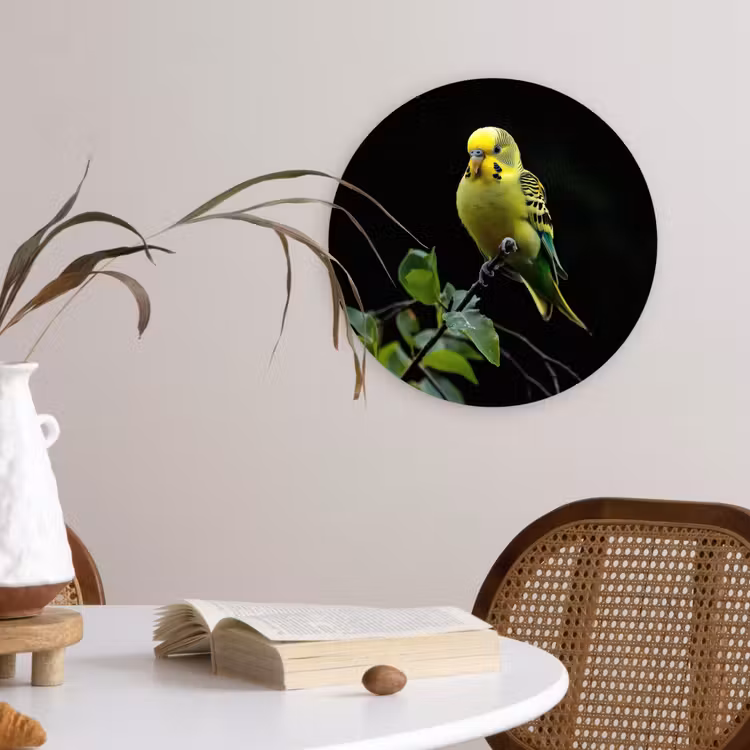 Wandcirkel - Glas - Parkiet - Tak - Bladeren - Geel — 4