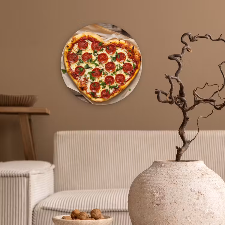 Wandcirkel - Glas - Pizza - Hart - Pepperoni - Tomaat — 2