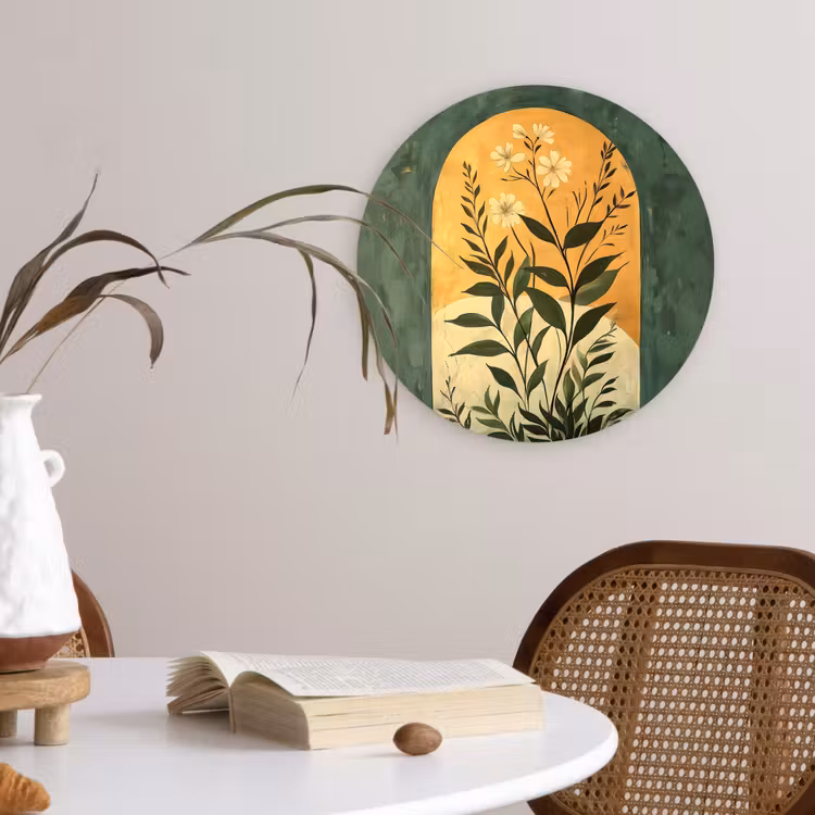 Wandcirkel - Glas - Plant - Bloemen - Wit — 4