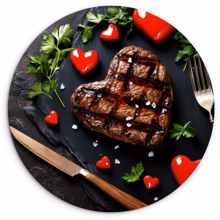 Wandcirkel - Glas - Steak - Hart - Bestek — 1