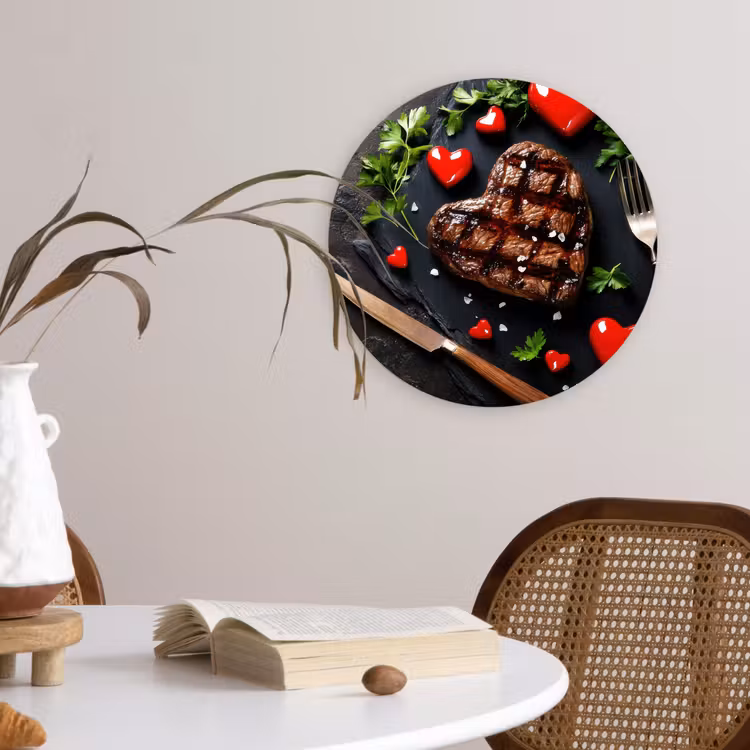 Wandcirkel - Glas - Steak - Hart - Bestek — 4