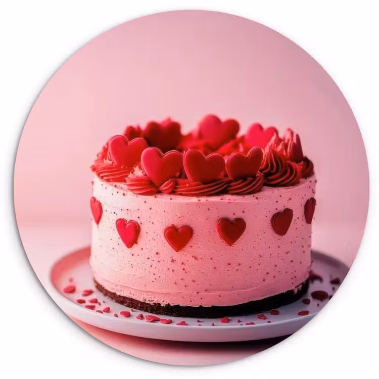 Wandcirkel - Glas - Taart - Hart - Roze — 1