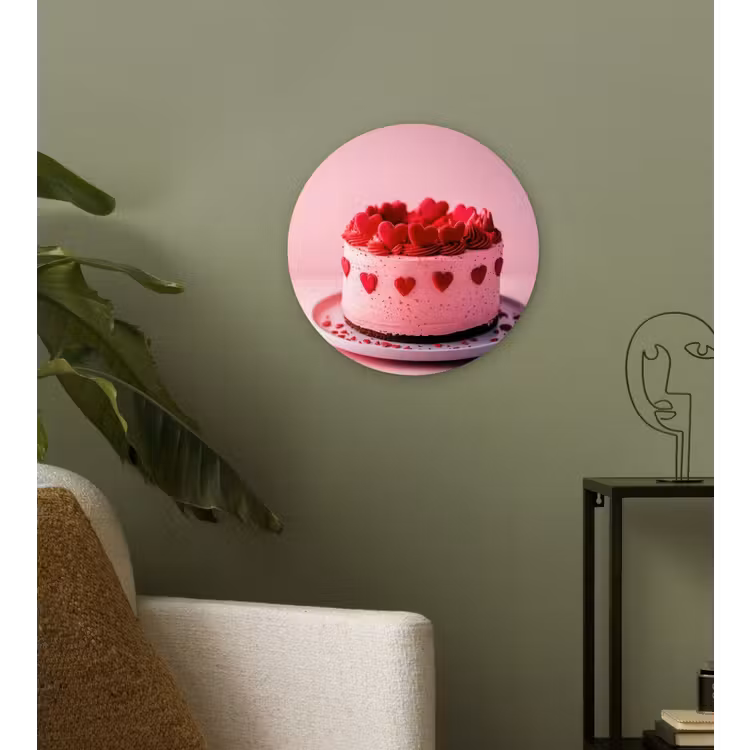 Wandcirkel - Glas - Taart - Hart - Roze — 3