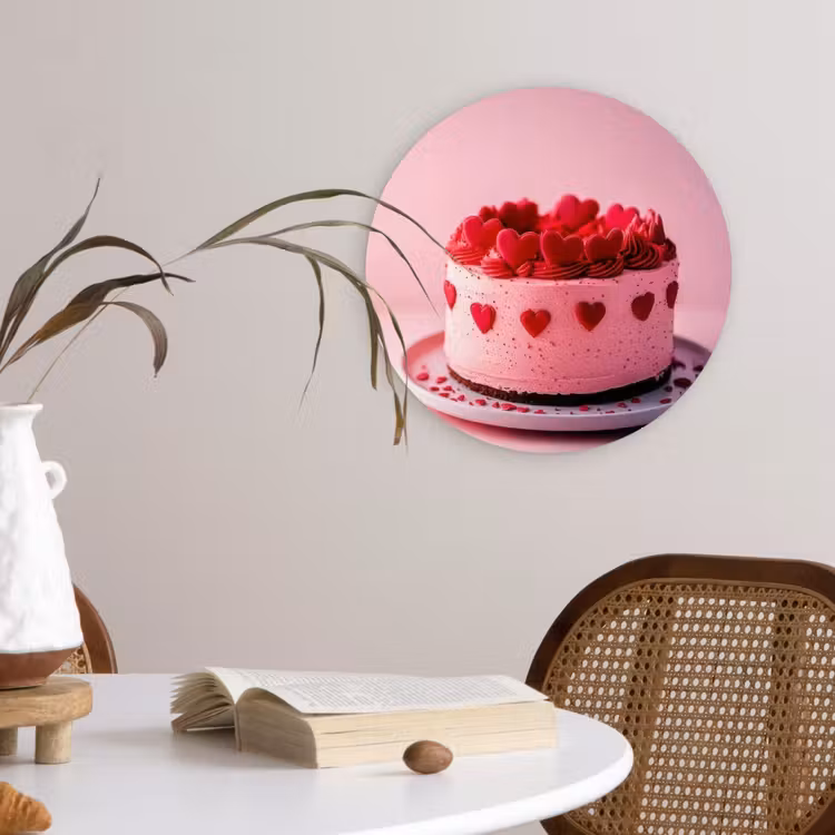 Wandcirkel - Glas - Taart - Hart - Roze — 4