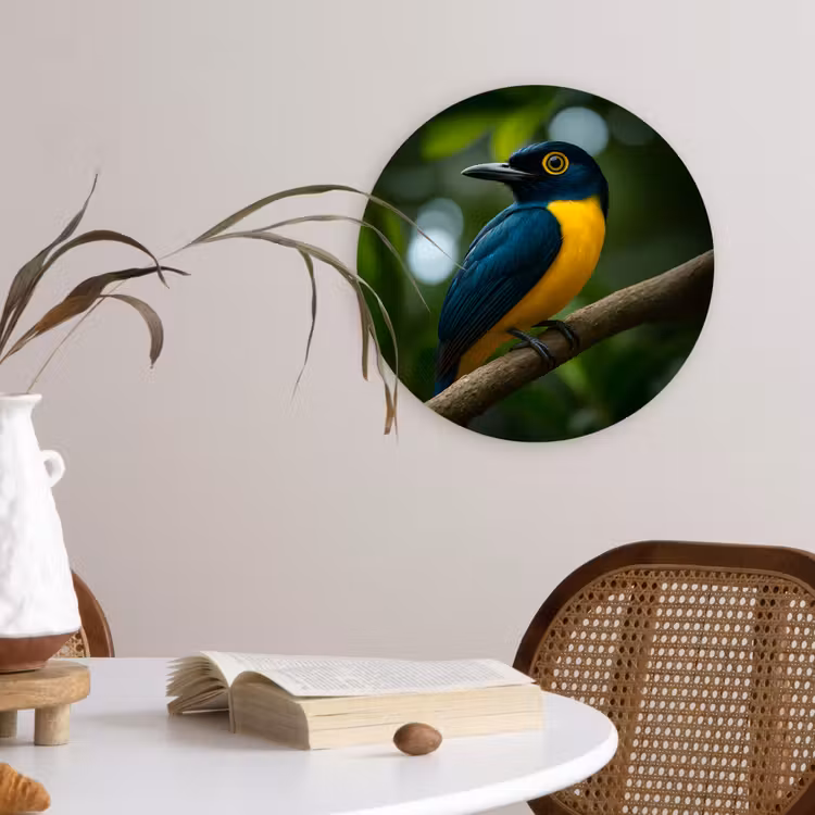 Wandcirkel - Glas - Vogel - Tak - Geel - Bladeren — 4