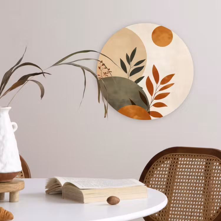 Wandcirkel - Glas - Vormen - Rond - Bladeren - Beige — 4