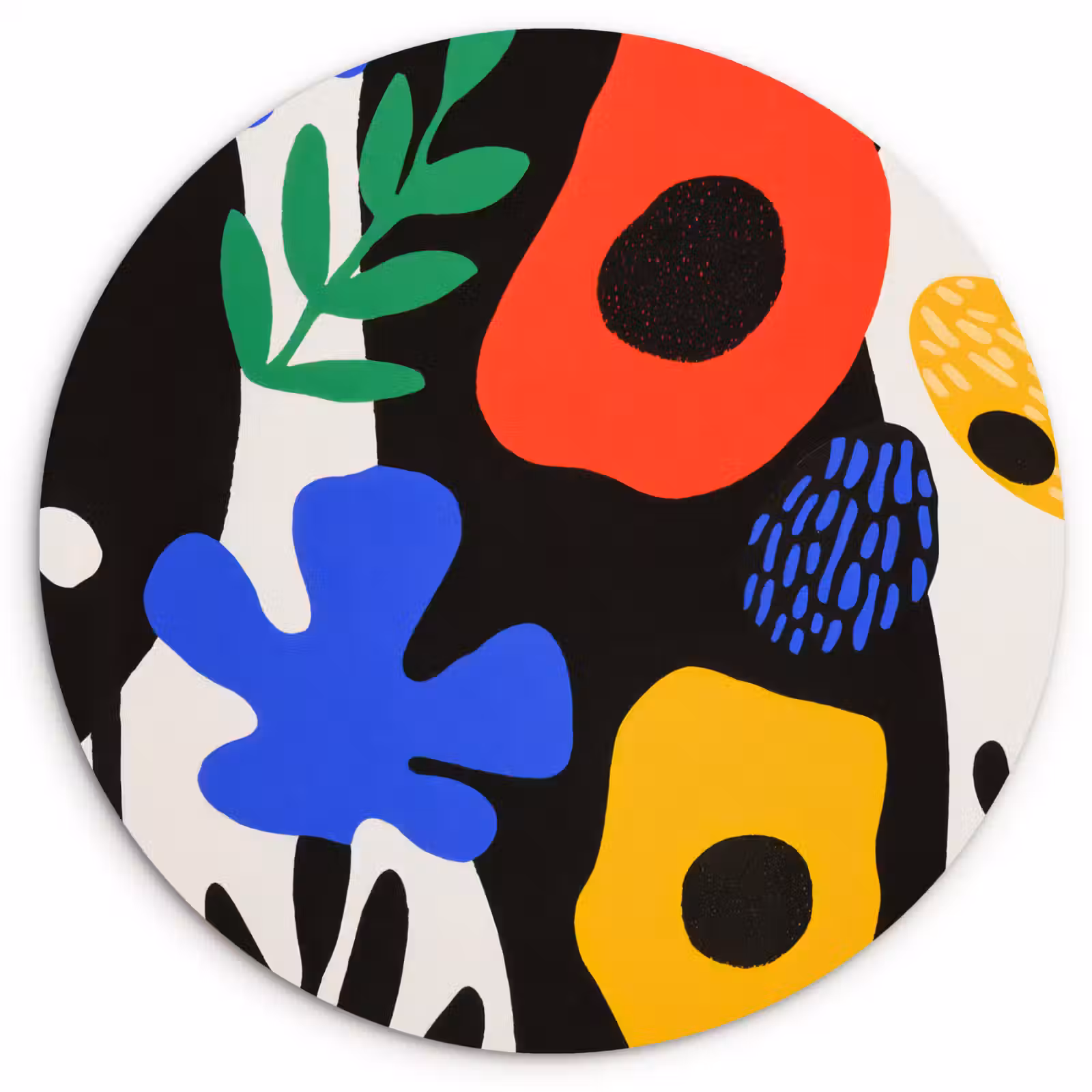 Wandcirkel - Glas - Bloemen - Bladeren - Abstract - Zwart — 1