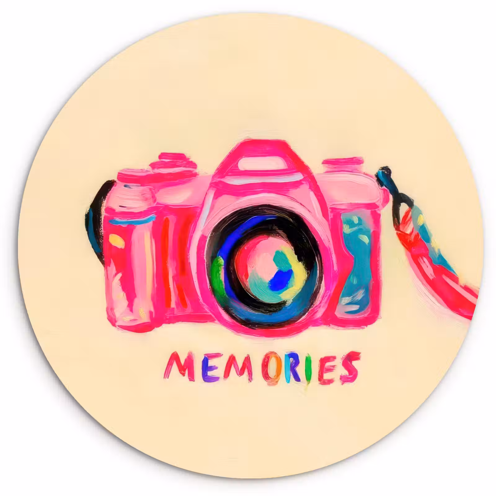 Wandcirkel - Glas - Camera - Memories - Roze - Geschilderd — 1