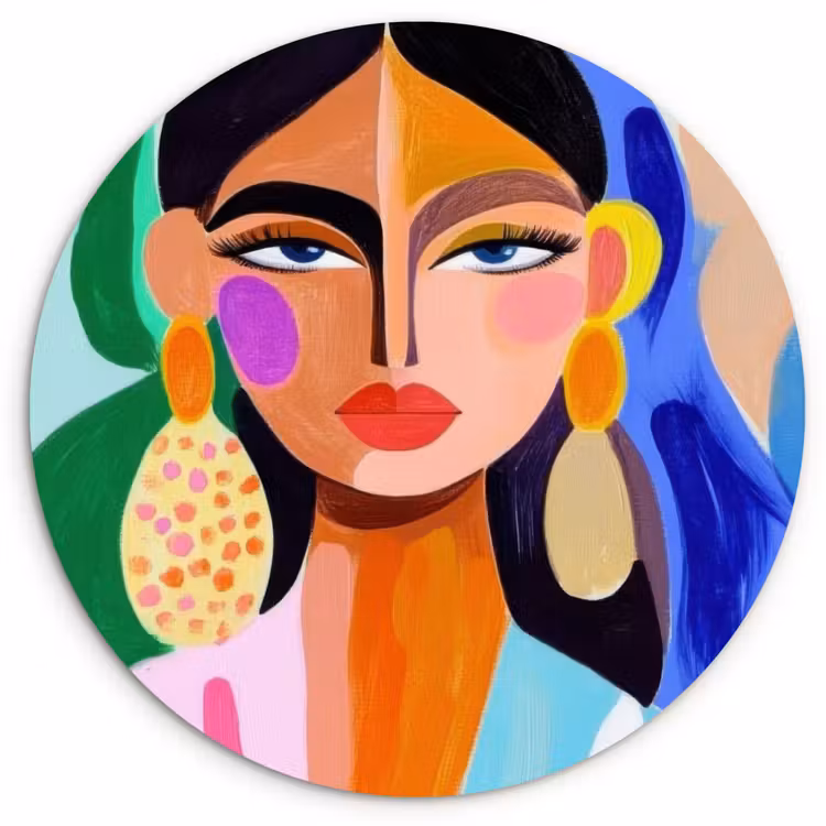 Wandcirkel - Glas - Portret - Vrouw - Modern — 1