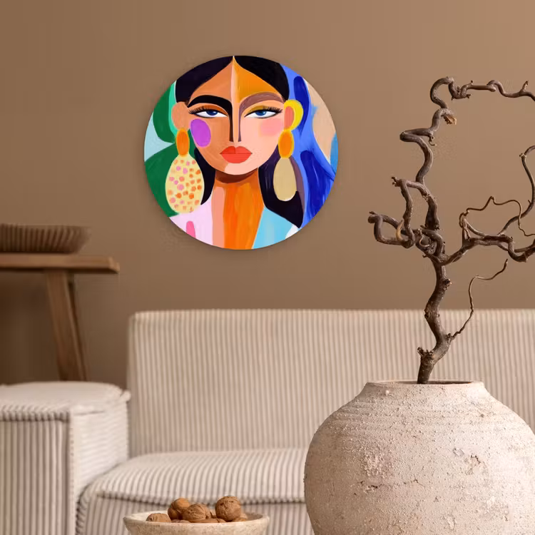 Wandcirkel - Glas - Portret - Vrouw - Modern — 2
