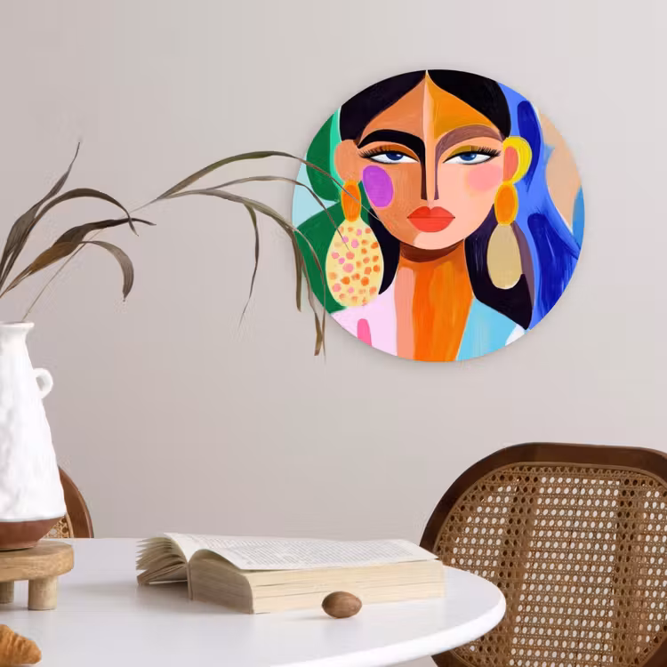 Wandcirkel - Glas - Portret - Vrouw - Modern — 4