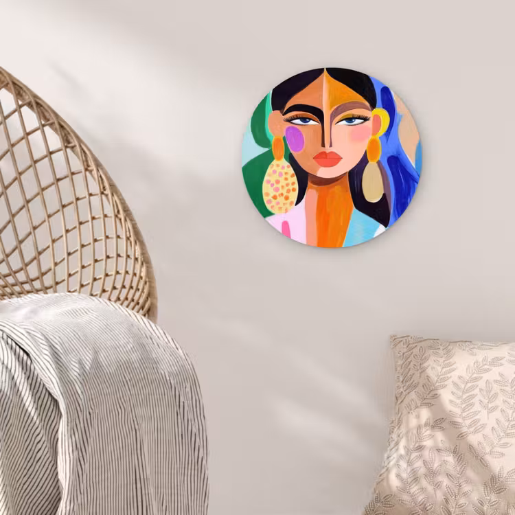 Wandcirkel - Glas - Portret - Vrouw - Modern — 5