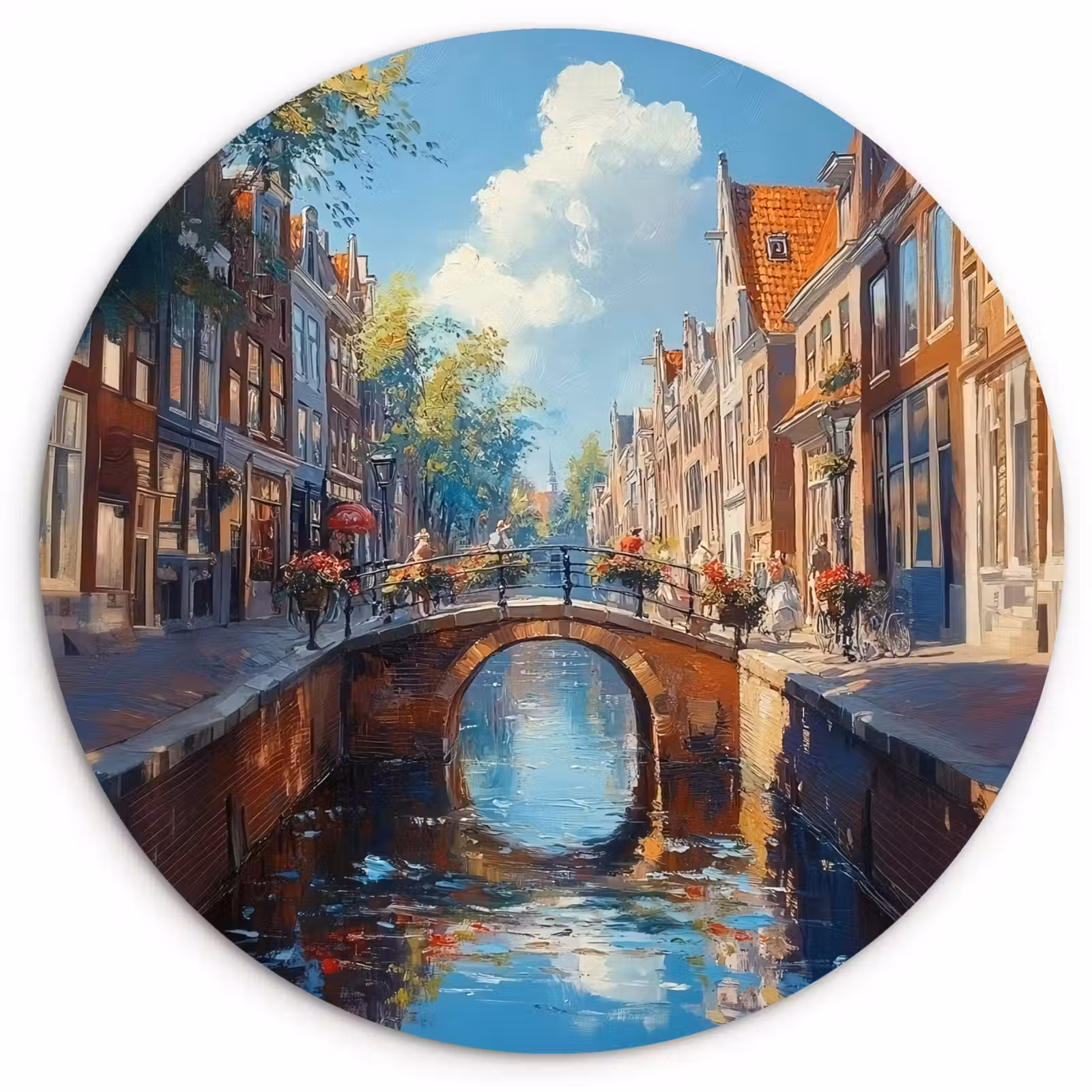 Wandcirkel - Glas - Stad - Gracht - Zon - Fietsen — 1