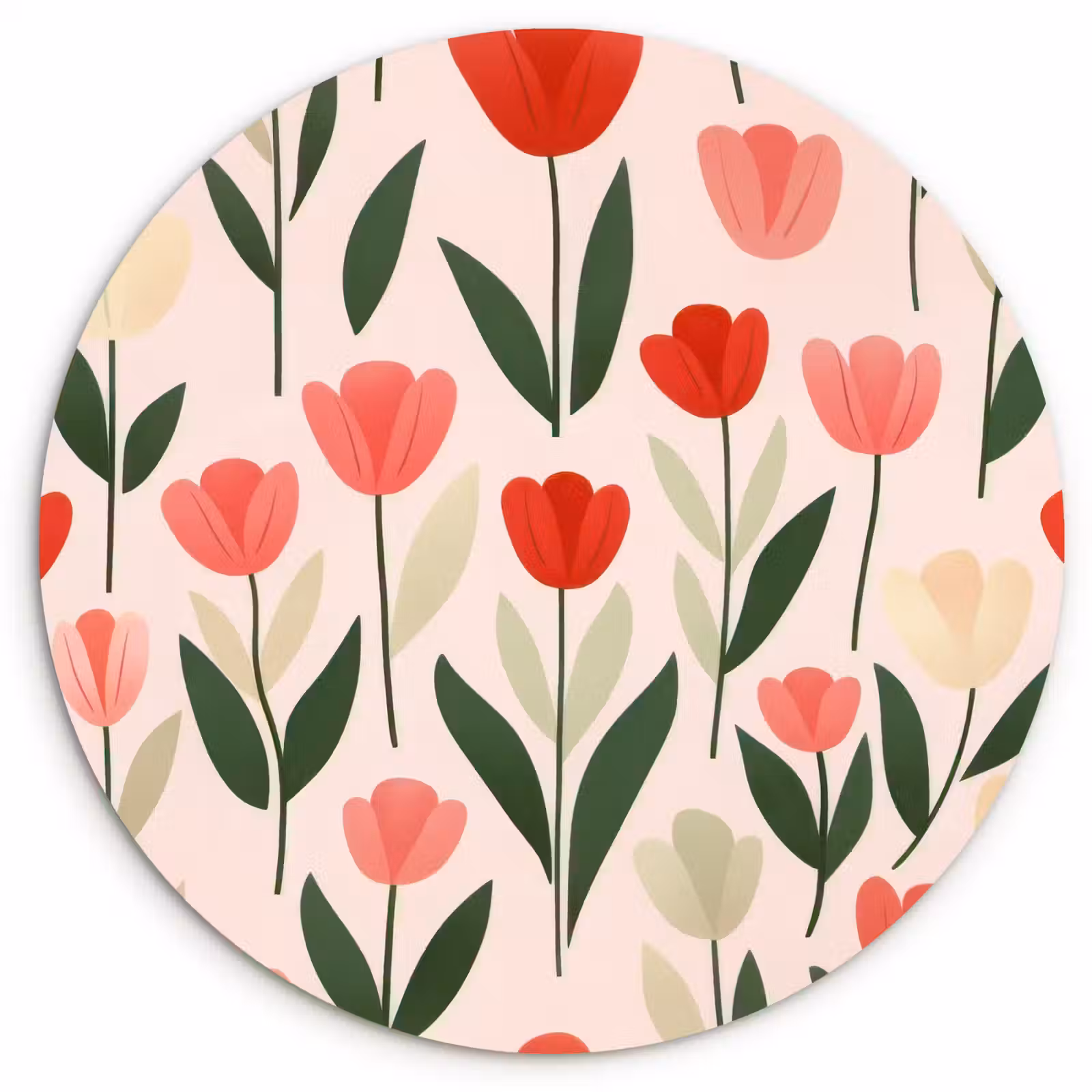 Wandcirkel - Glas - Tulpen - Modern - Roze — 1