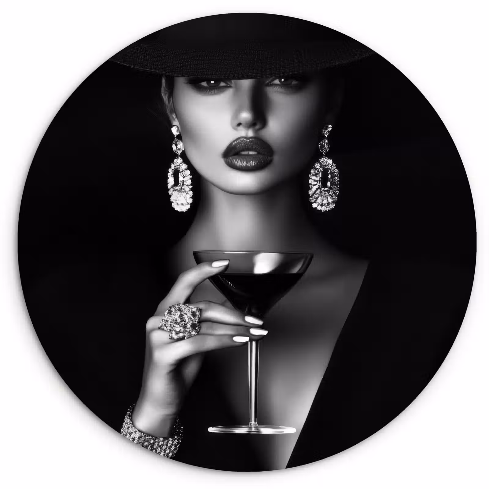 Wandcirkel - Glas - Vrouw - Cocktail - Chic — 1