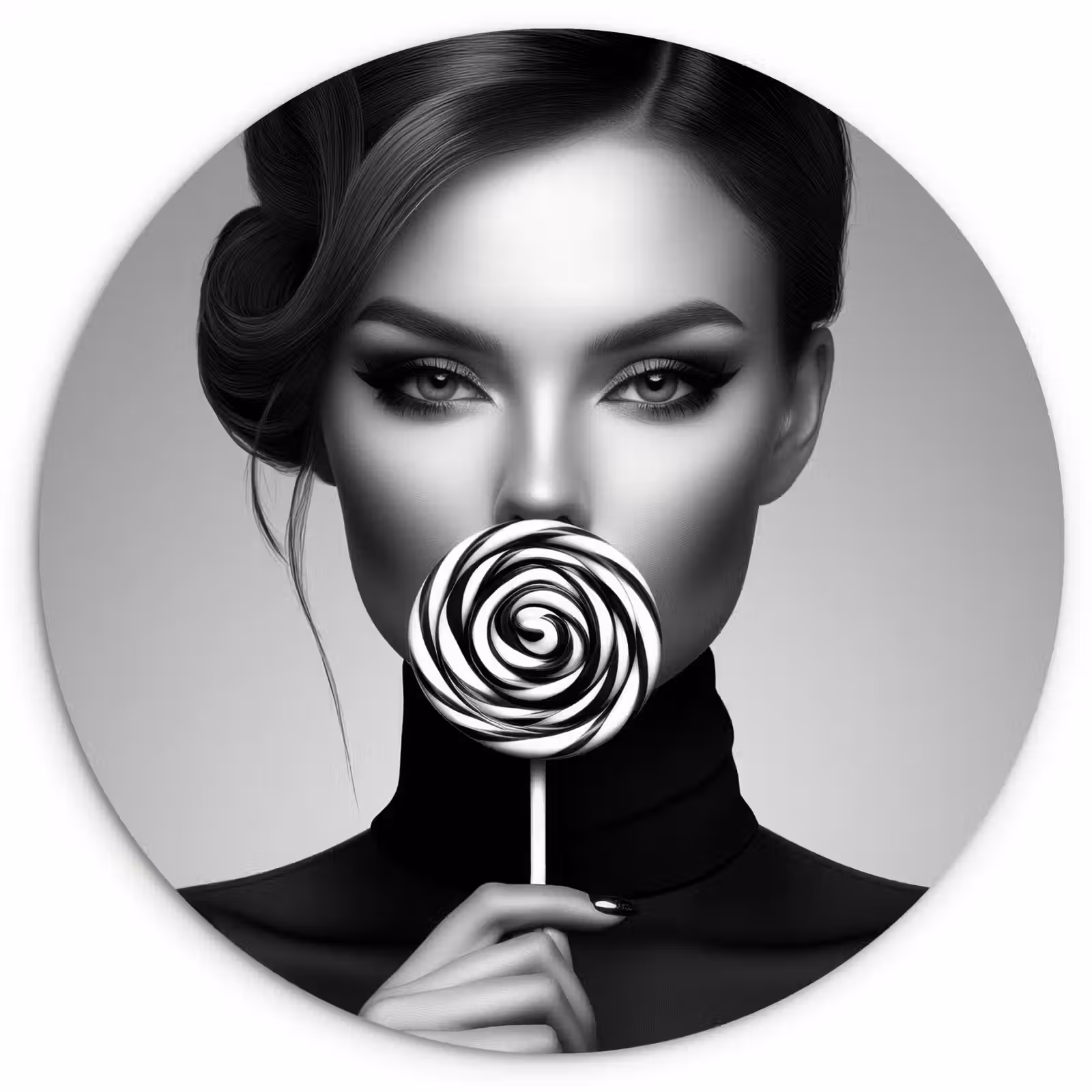 Wandcirkel - Glas - Vrouw - Lolly - Zwart — 1