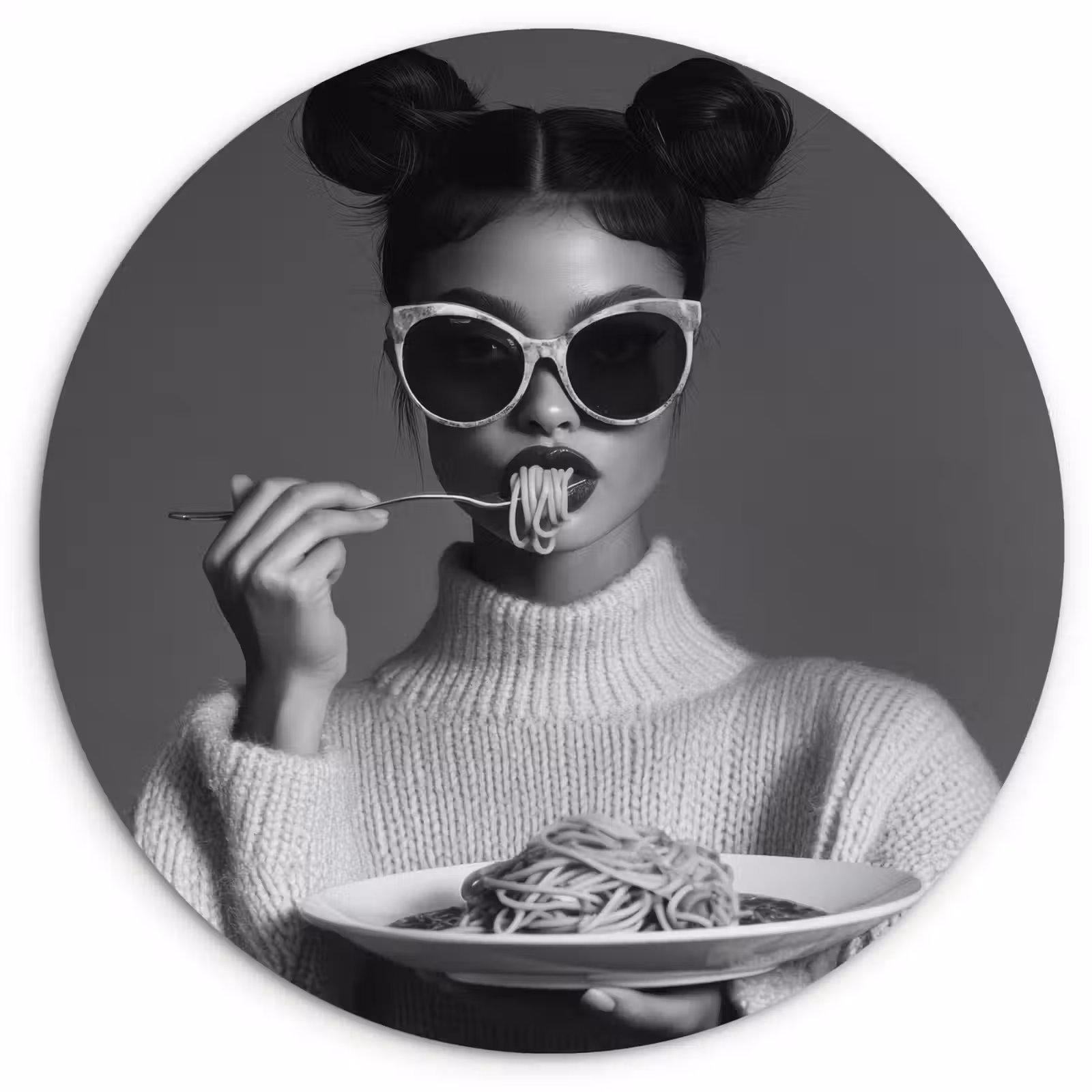 Wandcirkel - Glas - Vrouw - Pasta - Zonnebril — 1