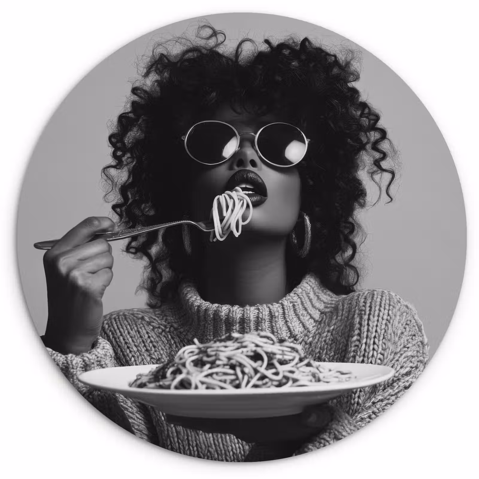 Wandcirkel - Glas - Vrouw - Pasta - Zwart - Wit — 1