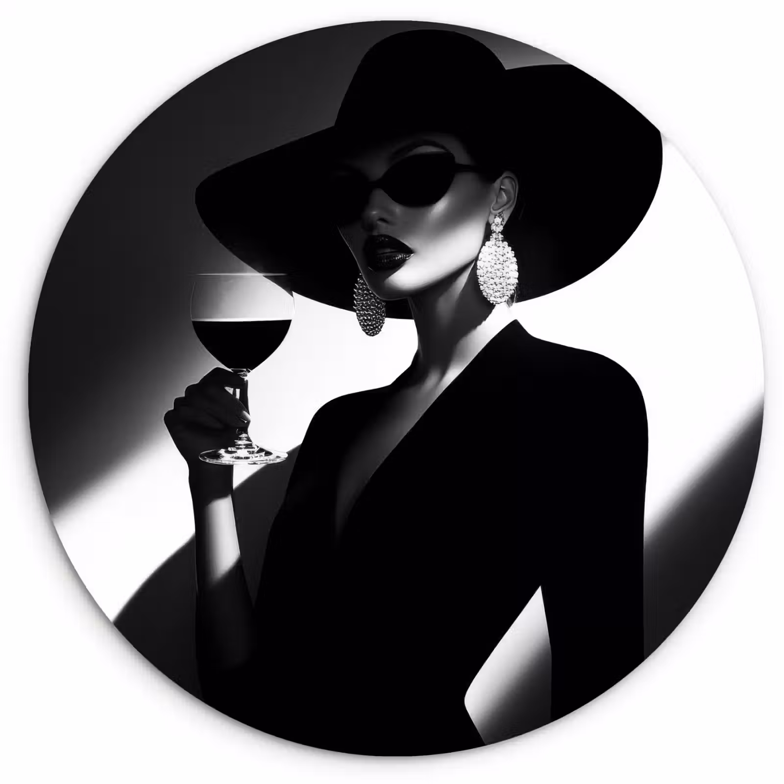 Wandcirkel - Glas - Vrouw - Wijn - Chic — 1