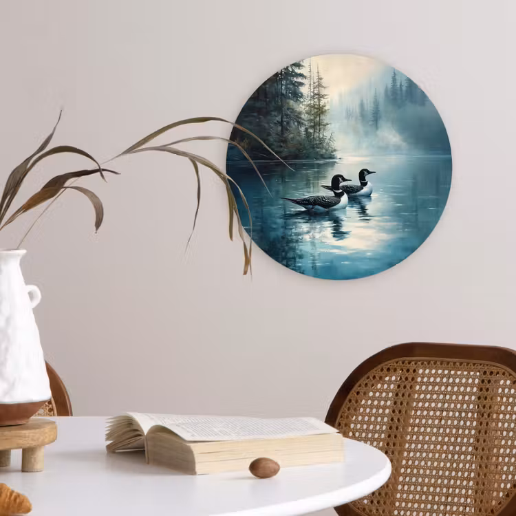 Wandcirkel - Glas - Bos - Water - Eenden - Mistig — 4
