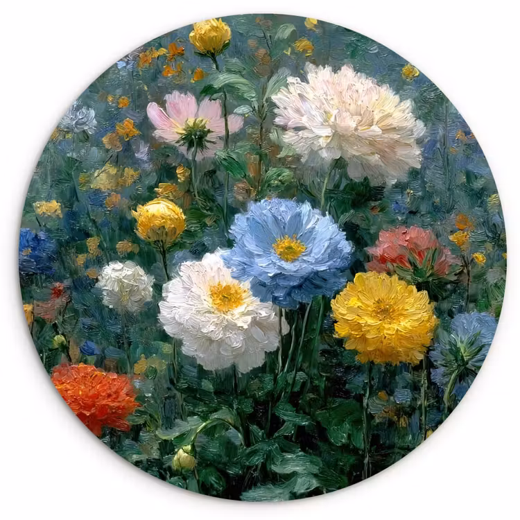 Wandcirkel - Glas - Close-up - Veld - Bloemen - Kleurrijk — 1