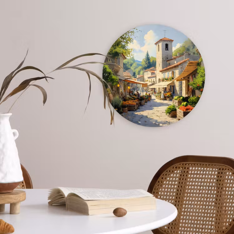Wandcirkel - Glas - Dorp - Zon - Kraampjes - Huizen — 4