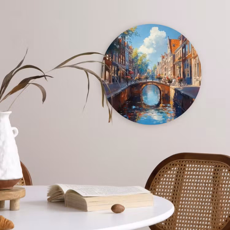 Wandcirkel - Glas - Stad - Gracht - Zon - Fietsen — 4