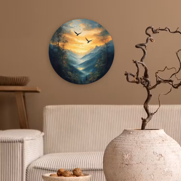 Wandcirkel - Glas - Vogels - Zon - Bomen - Groen — 2