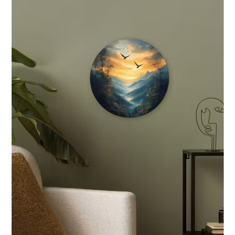 Wandcirkel - Glas - Vogels - Zon - Bomen - Groen — 3