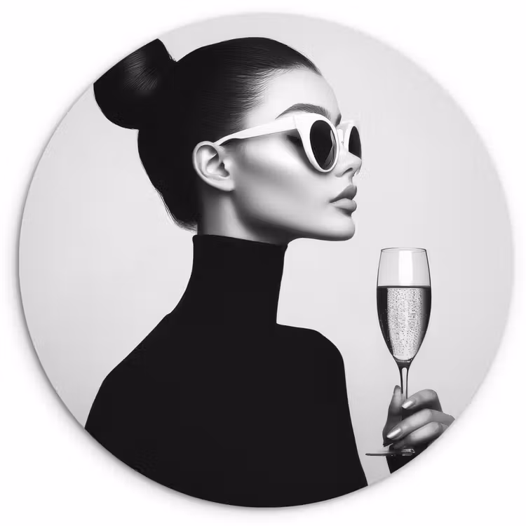 Wandcirkel - Glas - Vrouw - Champagne - Modern — 1