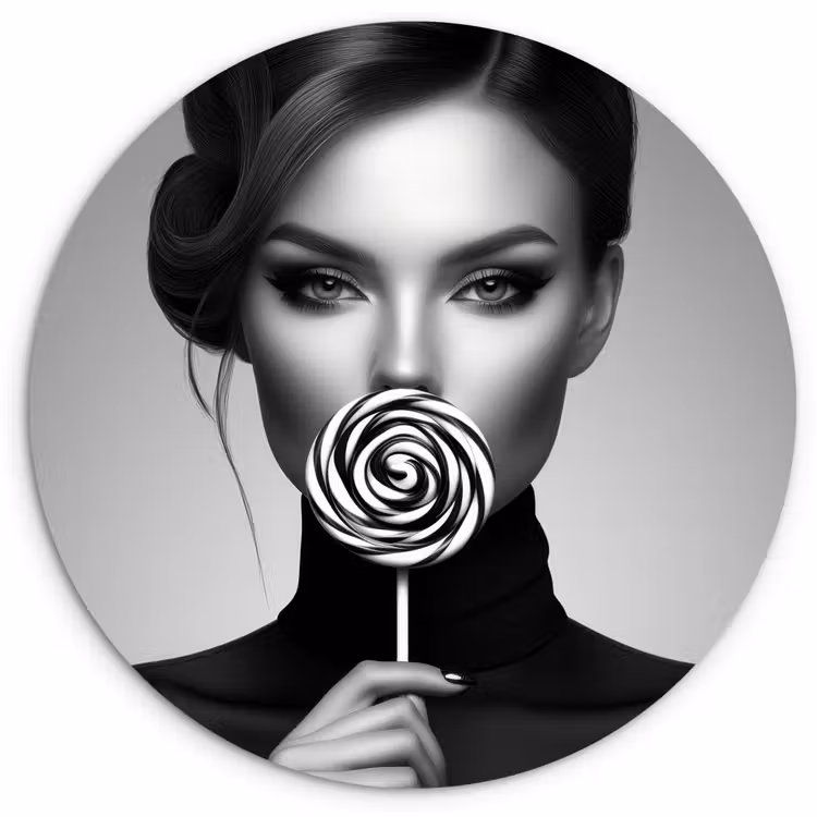 Wandcirkel - Glas - Vrouw - Lolly - Zwart — 1