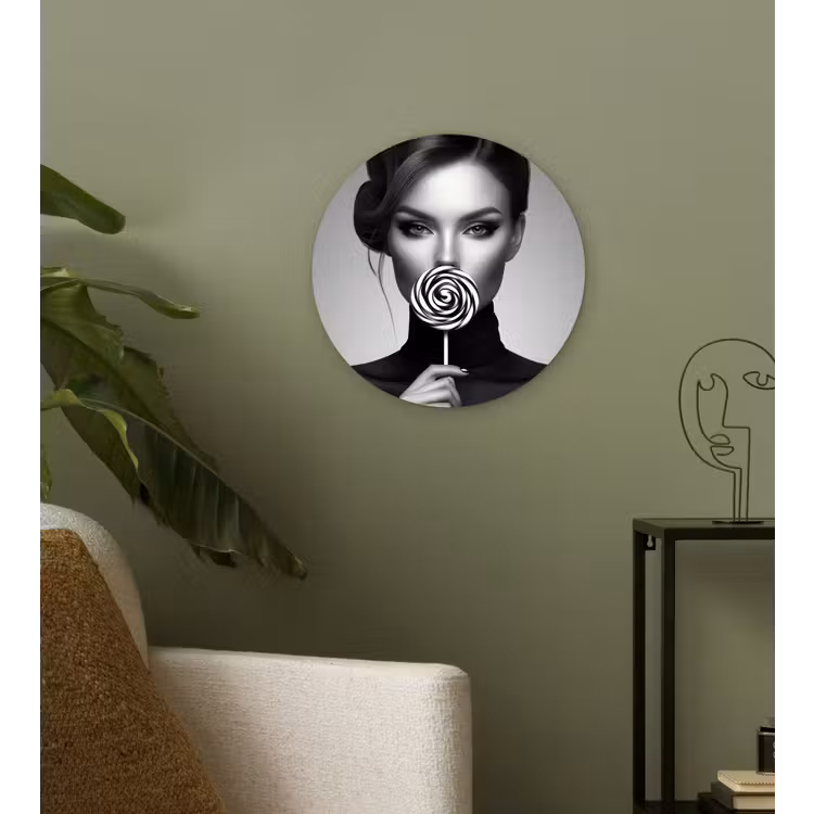 Wandcirkel - Glas - Vrouw - Lolly - Zwart — 3