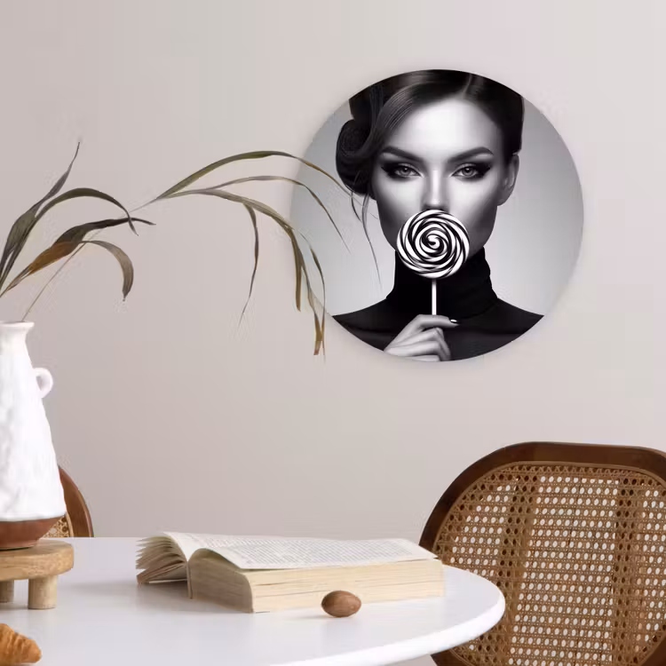 Wandcirkel - Glas - Vrouw - Lolly - Zwart — 4
