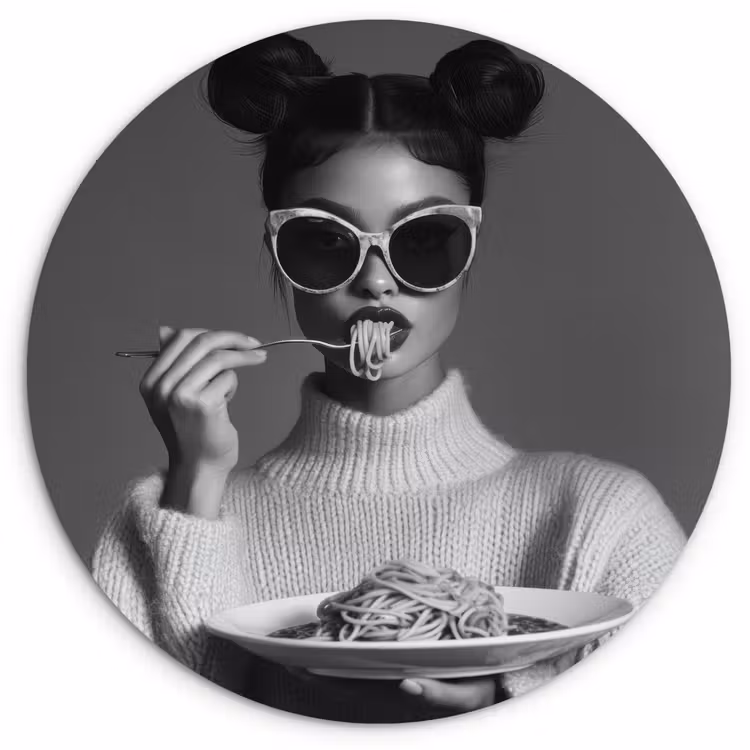 Wandcirkel - Glas - Vrouw - Pasta - Zonnebril — 1