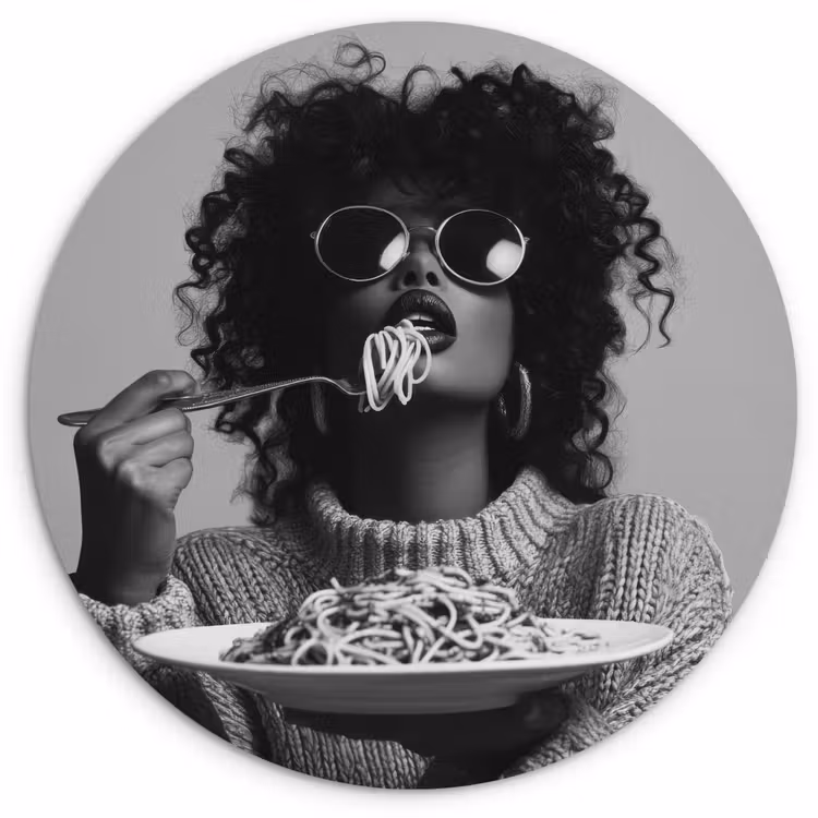 Wandcirkel - Glas - Vrouw - Pasta - Zwart - Wit — 1