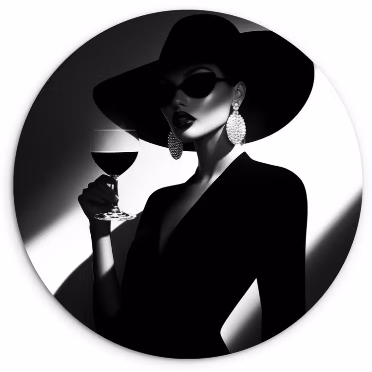 Wandcirkel - Glas - Vrouw - Wijn - Chic — 1
