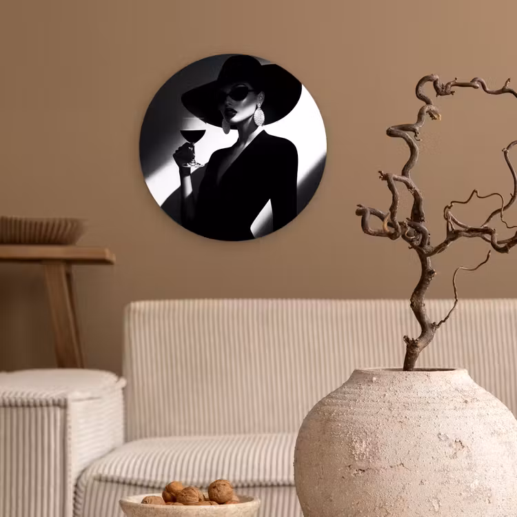 Wandcirkel - Glas - Vrouw - Wijn - Chic — 2