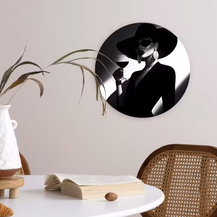 Wandcirkel - Glas - Vrouw - Wijn - Chic — 4